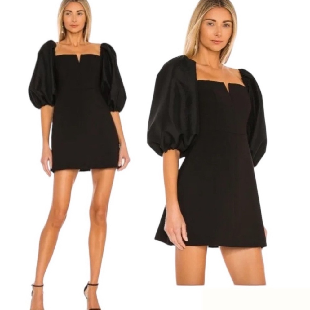 Likely Belize Puff Sleeve Minidress: Size 6 + Color Black